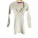 Gauge81 Mija White Ribbed Long Sleeve Wool Plunge Sweetheart Mini Dress Size XS Photo 5