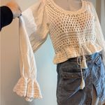 Free People  Women's Ivory Long-Sleeve Megan Crochet Cutout Back Top Medium NWT Photo 11