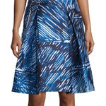 Milly  scribble print A-line midi skirt blue white size 4 Photo 0