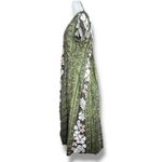 Vintage 90s Creations Hawaiian Maxi Dress Green White Hibiscus Dark Floral Size M Photo 5