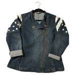 Women’s Blue Jean Jacket with Star Patterns Size M Photo 8