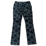 Chico's Platinum Flocked Velvet Floral Jean Sz 1 Black Grey Soft Grunge Straight Photo 3