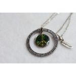 Avenue  Vintage 70's Abalone Peace Pendant Silver Tonr Link Chain Necklace Photo 3