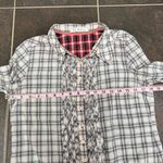 Johnny Was  3J Workshop Plaid Long Sleeve Button Up Ruffle Front Gray Small Photo 8