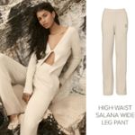 Alo Yoga  Salana Knit High Waist Wide Leg Ribbed Pants Macadamia XS $168 Photo 3