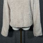 Thread & Supply Ivory Sherpa Fleece Jacket Medium Teddy Coat Button Front Black Photo 7