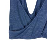 Free People Intimately Surplice Crop Top Womens L Blue Metallic Knit Sleeveless Photo 1