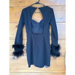 Lulus NWOT  Iconic Spectacle Black Feather Bustier Backless Mini Dress Cut Out S Photo 3