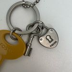 Fossil Vintage Keyper Key Charm Purse Hang Tag Fob Mustard Yellow Silver Photo 1