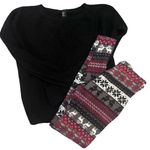Eye Candy Holiday Two Piece Outfit M Black Sweater & Reindeer Leggings Photo 1