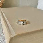 18KGE Three Stone Gold Engagement Ring “Autumn” Elegant Classic Neutral Feminine Jewelry Photo 2