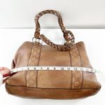 Gucci GG Vintage Signature Leather Bamboo Bar Woven Handles Tote Bag Purse Brown Photo 12