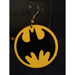 VTG DC Comic 1964 Rosecraft Black Yellow Bat Symbol Batman Metal Earrings‎ Photo 5