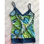 Body Central Vibrant Retro Y2K Geometric Print Top Green Blue Made in USA No Sz Photo 2