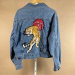 Gap Vintage Tiger Patch Denim Jacket Size Large Butterfly Bee Flower Patch Photo 1