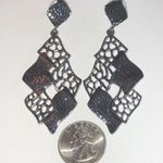 Gunmetal Gray Dark Metal Geometric Dangle Earrings Photo 1