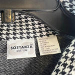 Sostanza Houndstooth Long Sleeve Full Zip Cotton Jacket Plus Size 18W Black Photo 5