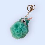 Unicorn Faux Leather Pompom Key Ring Purse Charm White Photo 2