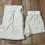 Soma  White Pinstripe Cotton Lounge Pants Shorts  Set Elastic Waist Medium Pink Photo 0