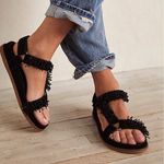 Anthropologie  KELSI DAGGER Brooklyn Spark Black Suede Beaded Sandals Size 9 NEW Photo 0