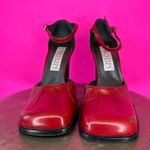 Two Lips Red Leather Square Toe Ankle Strap Pump Sz 40 Photo 1