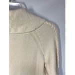 Talbots -3.  Women's Velvet Detail Cable Knit Sweater Off-White Black Medium Peti Photo 4
