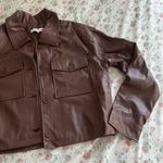 And Now This brown faux leather boxy cropped jacket trendy fall size medium Photo 2