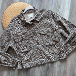 American Eagle American eagle leopard print shacket boxy fit Women’s Size L Photo 0