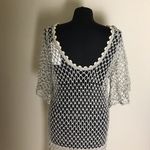 ZARA Chic Black and Cream Mesh Dress with Fringe NWT Photo 5