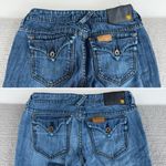 Set/2 MEK Denim Keros Skinny Super Bell Low Rise Flare Jeans Patchwork Dk Rinse Blue Size 24 Photo 6