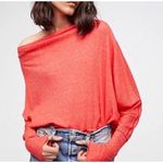 Free People We The Free Orange Londontown Off Shoulder Long Sleeve Oversized Top M Photo 2