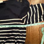 Milly  Navy Blue White Stripe Sweater Accent Button Shoulders Size Small 1622 Photo 5