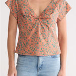 Madewell  Amari Twist Detail Floral Blouse Sunset Haze Size 10 Photo 0