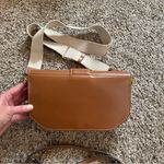 ZARA  tan faux vegan leather boxy retro 60s inspired crossbody clutch bag Photo 2