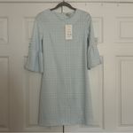 NWT Tyler Boe Sydney Jacquard Ruffle Sleeve Dress Carolina blue houndstooth Size XS Photo 1