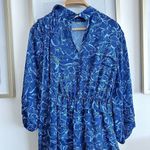 Sachin & Babi Dress Womens 2 Brielle Floral Print Tiered Tie Neck Satin Midi Blue Photo 6