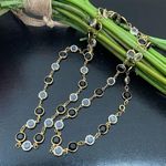 Swavorski Swarovski Signed Necklace with Bezel Set Flat Clear & Black Crystals 35" Photo 0