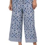 Joie  Women's Blue Floral Print Cropped Linen Pants Size 10 NWOT Photo 0