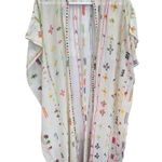 Mes Demoiselles Kimono White Multi Size OS Long Colorful Dolman Sleeve Coverup Photo 7