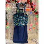 Bisou Bisou  Women's Tropical Leaf Print Halter Dress Size 3 Multicolor Photo 2