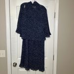 Vintage Appleseeds Blue White polka dot dress jacket women's 12 classic career Photo 4