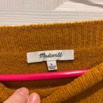 Madewell  Women's Mustard Yellow Sweater Size L‎ Ruffle Sleeve Knit Pullover Photo 2