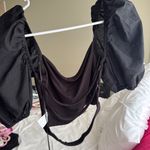 Boutique Black Puff Sleeve Open Back Top Photo 1