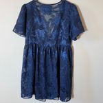 Victoria's Secret  Babydoll Dress Sheer Lace Floral‎ Navy Vintage Lingerie P/S Photo 5
