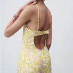 ZARA Satin Slip Dress Womens Size Large Printed Sleeveless Floral Midi Photo 2