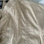 Laundry by Shelli Segal Shelli Segal Embroidered Shirt Medium‎ Cream Pintuck Pleated Blouse Boho Western Photo 3