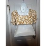 H&M Crop Top Size M Mustard Yellow Zebra Print 3/4 Balloon Sleeve Boho Chic Size M Photo 1