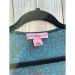 Bandolino  Shirt Womens Large Blue Brown Fairy Light Grunge  Mesh Long Sleeve‎ Photo 3