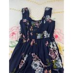 Bohemian Collective Navy Floral Wide Leg Jumpsuit Smocked Bodice Belted Size S Blue Photo 8