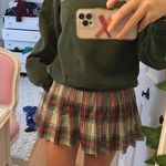 American Eagle Red And Green Pleated Skirt Photo 0